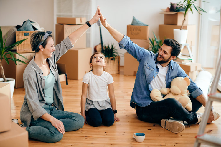 Parents with child in livingroom