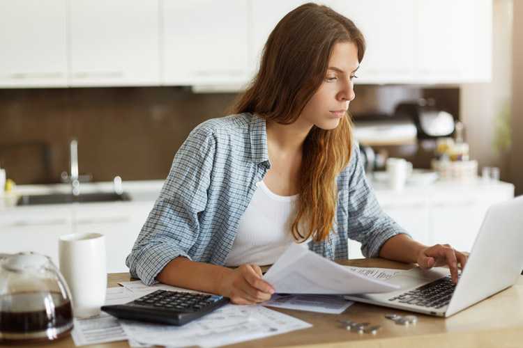 Woman looking at finances