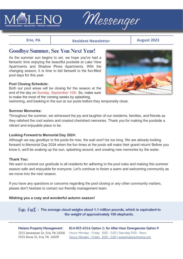 Maleno Newsletter 2023 Summer